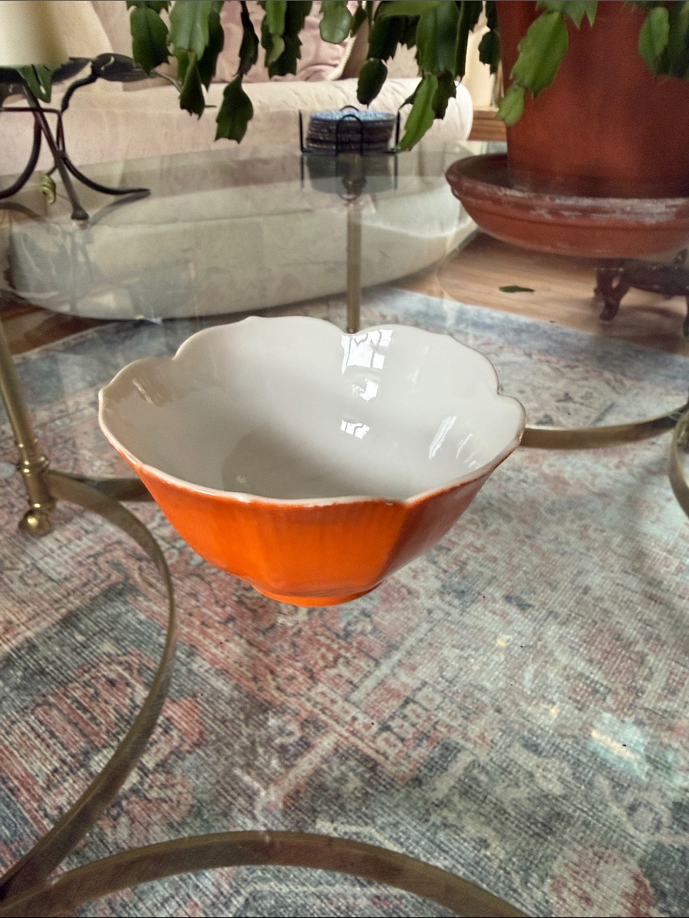 Vintage porcelain lotus flower bowl